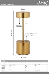 Eskitme Lak Masa Lampası LED Metal Pleksi 9cm - 3