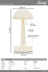 Beyaz Boyalı Masa Lampası LED Metal Pleksi 12cm - 2