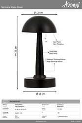 Siyah Boyalı Masa Lampası LED Metal Pleksi 12cm - 2