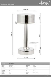 Krom Kaplama Masa Lampası LED Metal Pleksi 11cm - 3