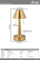 Eskitme Lak Masa Lampası LED Metal Pleksi 11cm - 3