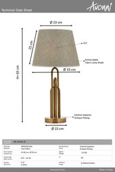 Eskitme Kaplama Masa Lampası E27 Metal Kumaş 33x0cm - 3