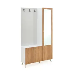 Aristo Güzgülü Dəhliz Dolabı - Meşe/Ağ - 3