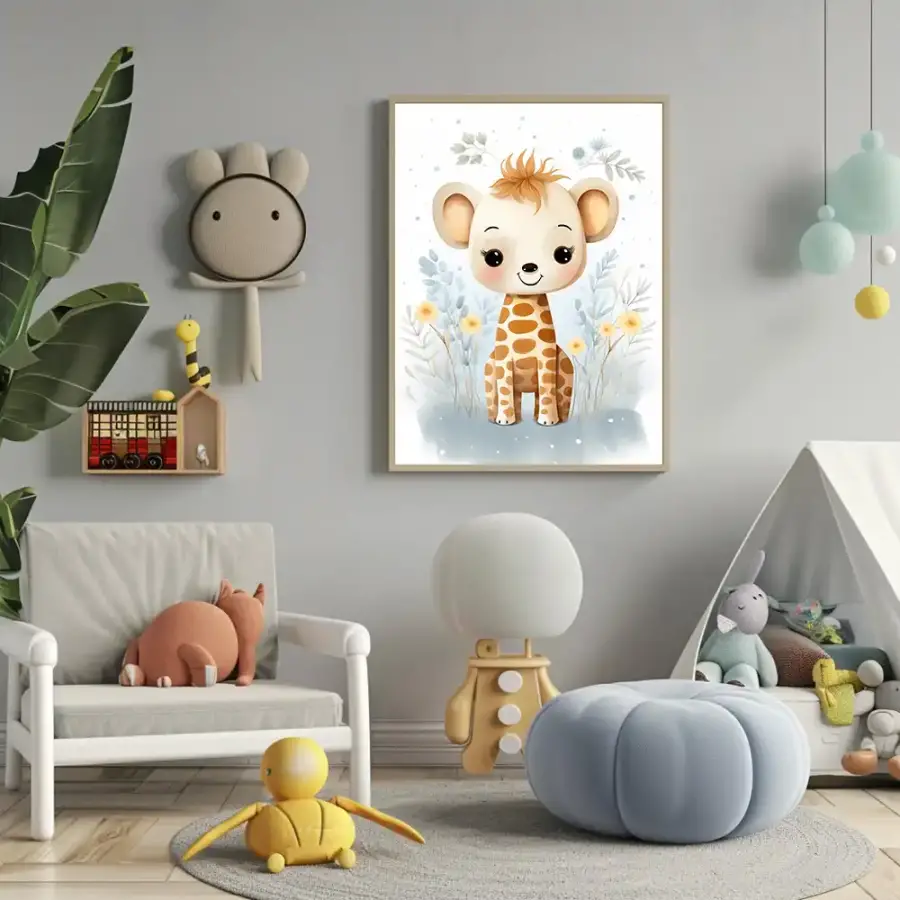 Baby Kids Giraffe Kətan Tablo TB2090 - 1