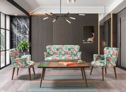 Bahar 3lü Çay Seti Divan Kreslo Dəsti Çox Rəngli - Vistaso Concept