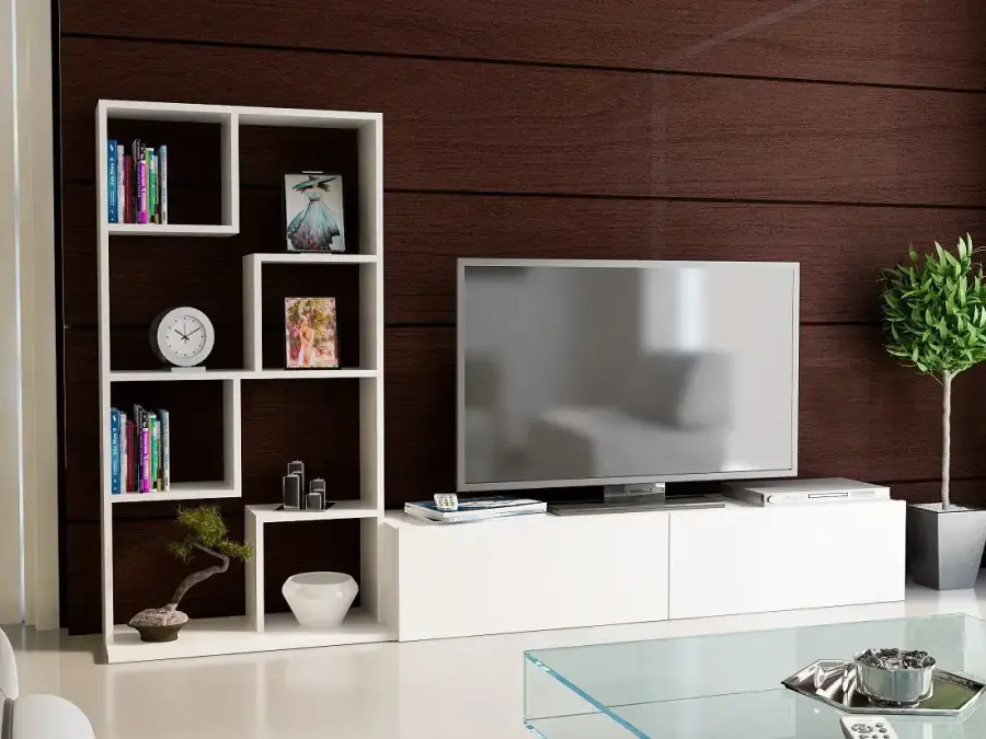 Bari Kitab Rəfli Tv Stend - Ağ - 1