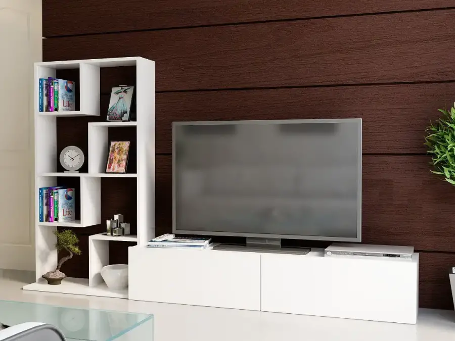 Bari Kitab Rəfli Tv Stend - Ağ - 3