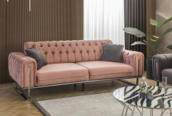 Barselona Üç Yerli Divan - Pembe - Eymense