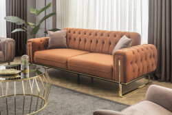 Barselona Üç Yerli Divan - Turuncu - Eymense (1)