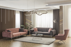 Barselona Divan Dəsti 3+3+1 - Pembe - Eymense
