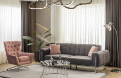 Barselona Divan Dəsti Yarma 3+1- Antrasit - Eymense