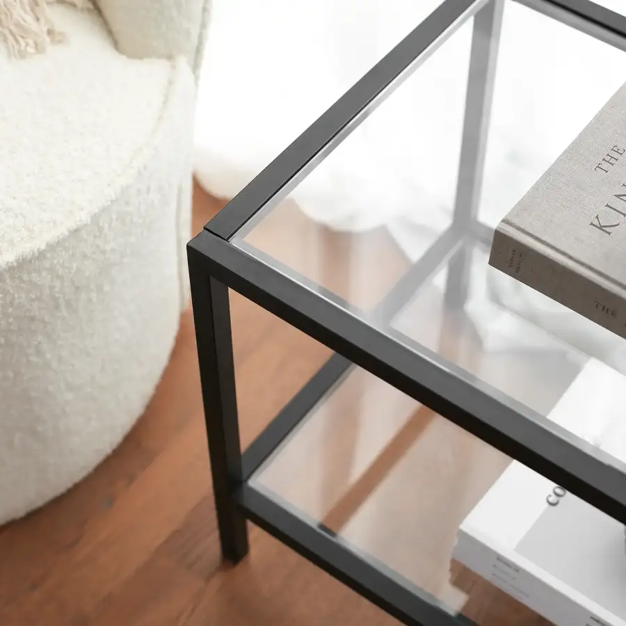 Basic Tv Stend Temperli Şəffaf Şüşə - Qara - 4