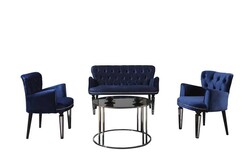 Belinda 3lü Çay Seti Divan Kreslo Dəsti Lacivert - Vistaso Concept