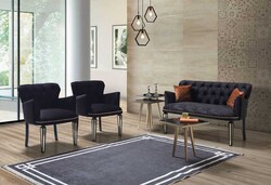 Belinda 3lü Çay Seti Divan Kreslo Dəsti Siyah - Vistaso Concept (1)