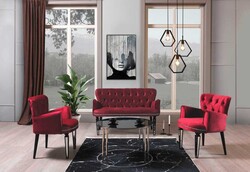 Belinda 3lü Çay Seti Divan Kreslo Dəsti Vişne Çürüğü - Vistaso Concept