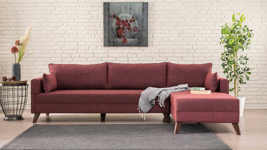 Bella Soft Künc Divan Bordo Sağ - 1