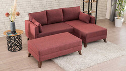 Bella Soft Mini Künc Divan Bordo Sağ - Evdebiz