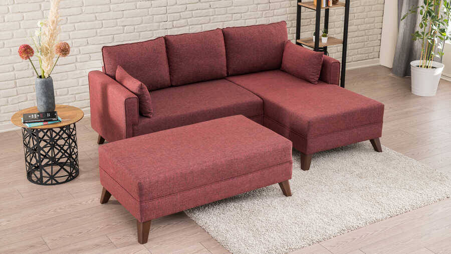 Bella Soft Mini Künc Divan Bordo Sağ - 1