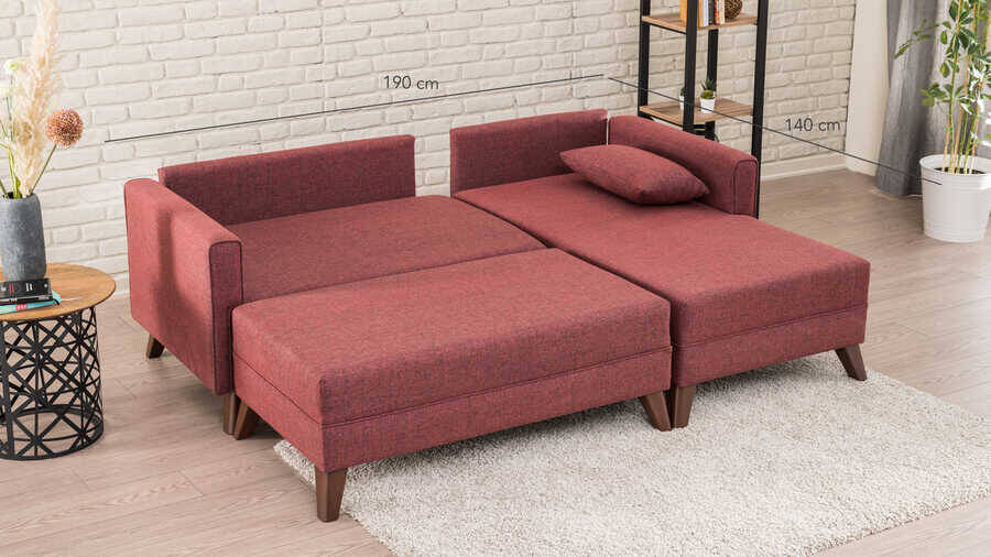 Bella Soft Mini Künc Divan Bordo Sağ - 5