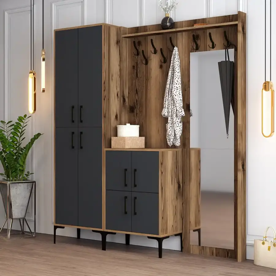 Berlin Abc Dəhliz Dolabı - Cəviz/Antrasit - 3
