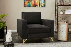 Berlin Serisi Kreslo Antrasit Gold - Evdebiz (1)