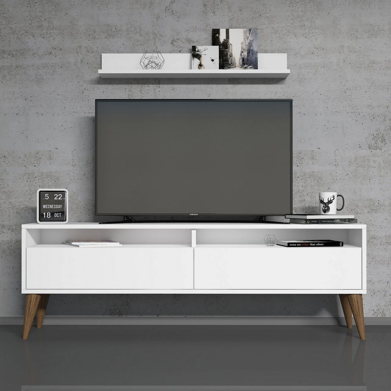 Best Tv Stend Divar Rəfli - Ağ - 1