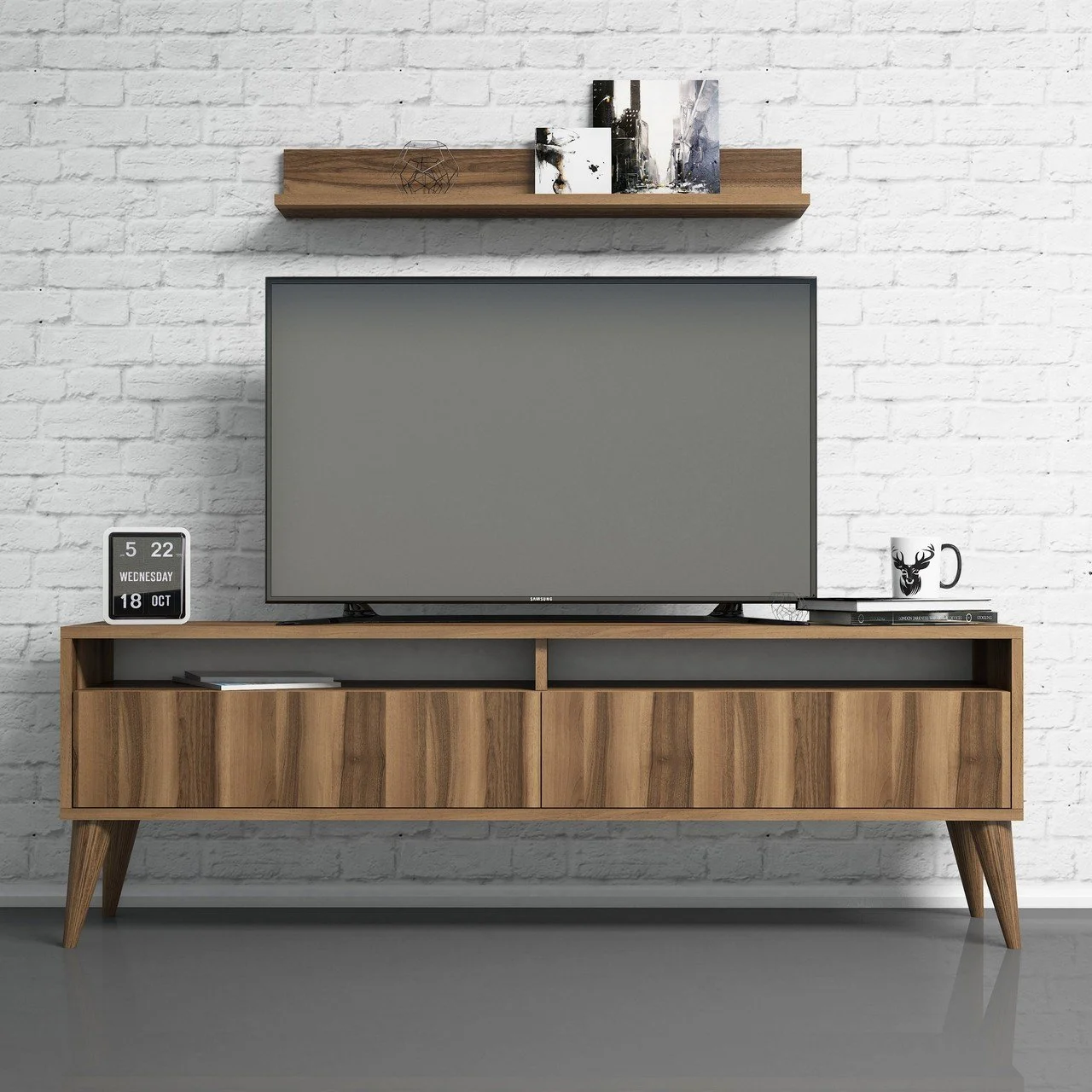 Best Tv Stend Divar Rəfli - Cəviz 