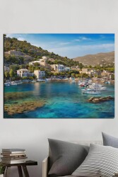 Beyaz Ev ve Dağ Manzaralı Kanvas Tablo - Markaev