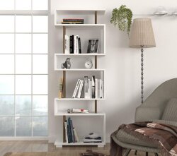 Blok Kitab Rəfi - Ağ/Cəviz - Decoroom Collection (1)