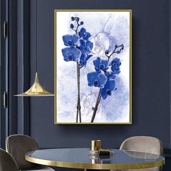 Blossom Purple Blue Flowers Painting Kətan Tablo - Tabloshop