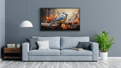 Blue Bird Sitting Kətan Tablo TB1955 - 1