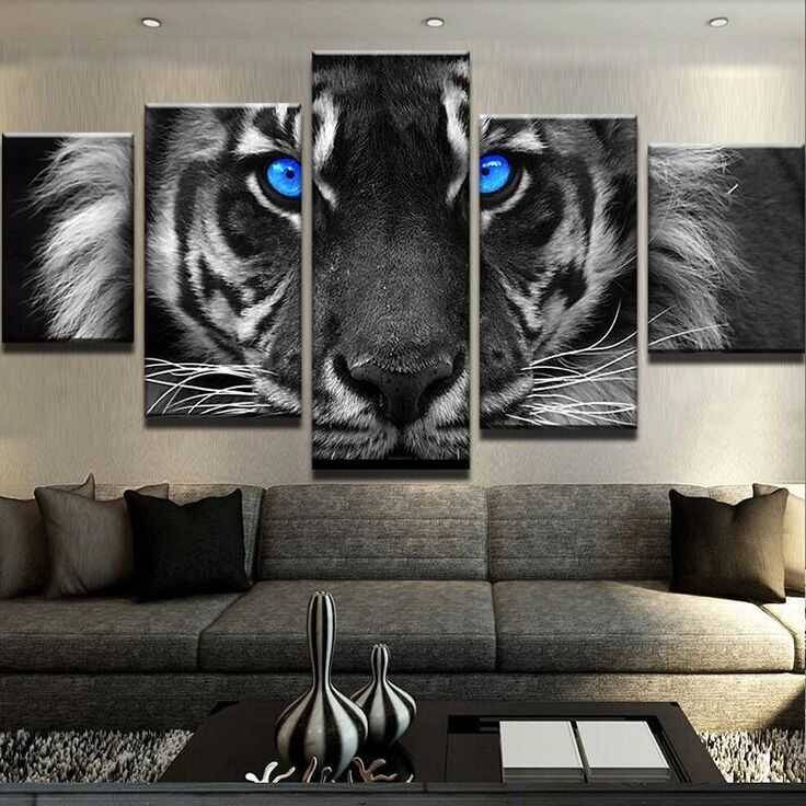 Blue Eyed Lion 5 Parçalı Kətan Tablo - 2