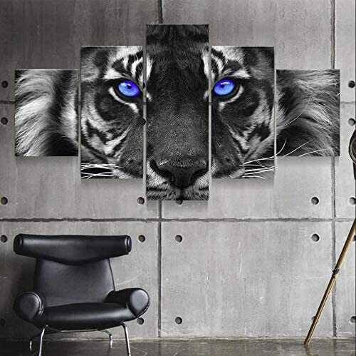 Blue Eyed Lion 5 Parçalı Kətan Tablo - 5