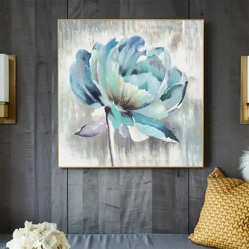 Blue Oil Painting Rose Kətan Tablo TB1362 - 1