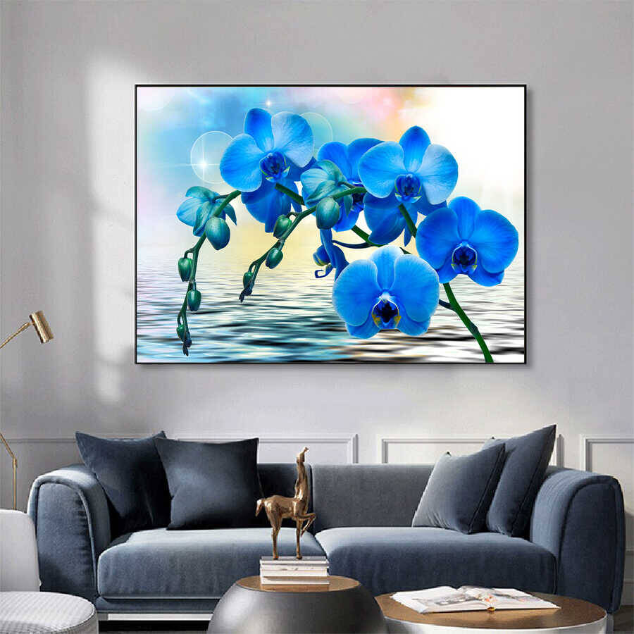 Blue Orchid Paintings Kətan Tablo - 1