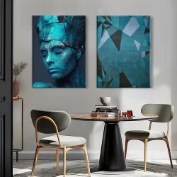Blue Woman 2'li Set Kətan Tablo TB1184 - 1