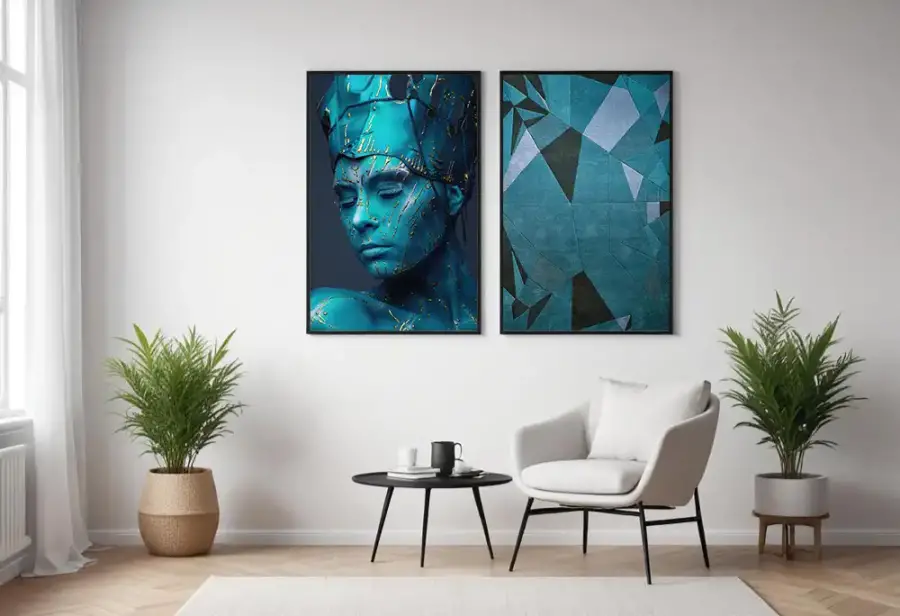 Blue Woman 2'li Set Kətan Tablo TB1184 - 3