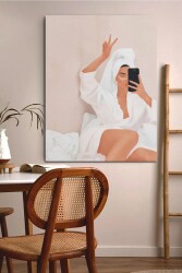 Bornozlu Kadın Kanvas Tablo - Markaev