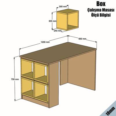 Box Çalışma Masası - Beyaz / Ceviz (Kutu) - 4