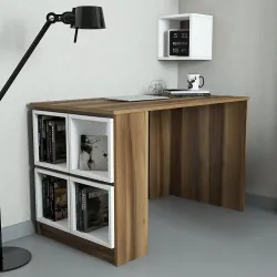 Box Çalışma Masası - Cəviz/Ağ 