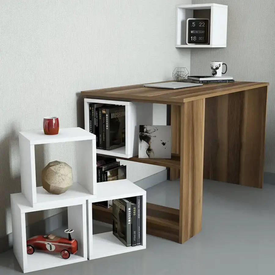 Box Çalışma Masası - Cəviz/Ağ - 2