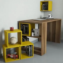Box Çalışma Masası - Cəviz/Sarı - 2