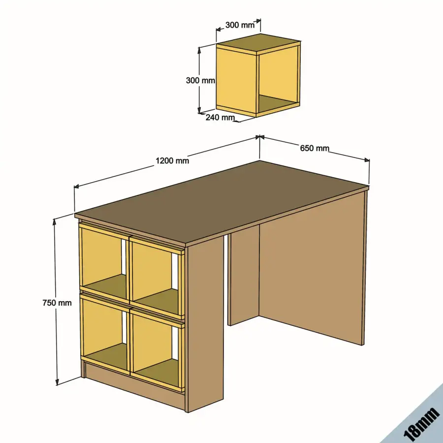Box Çalışma Masası - Cəviz/Sarı - 4