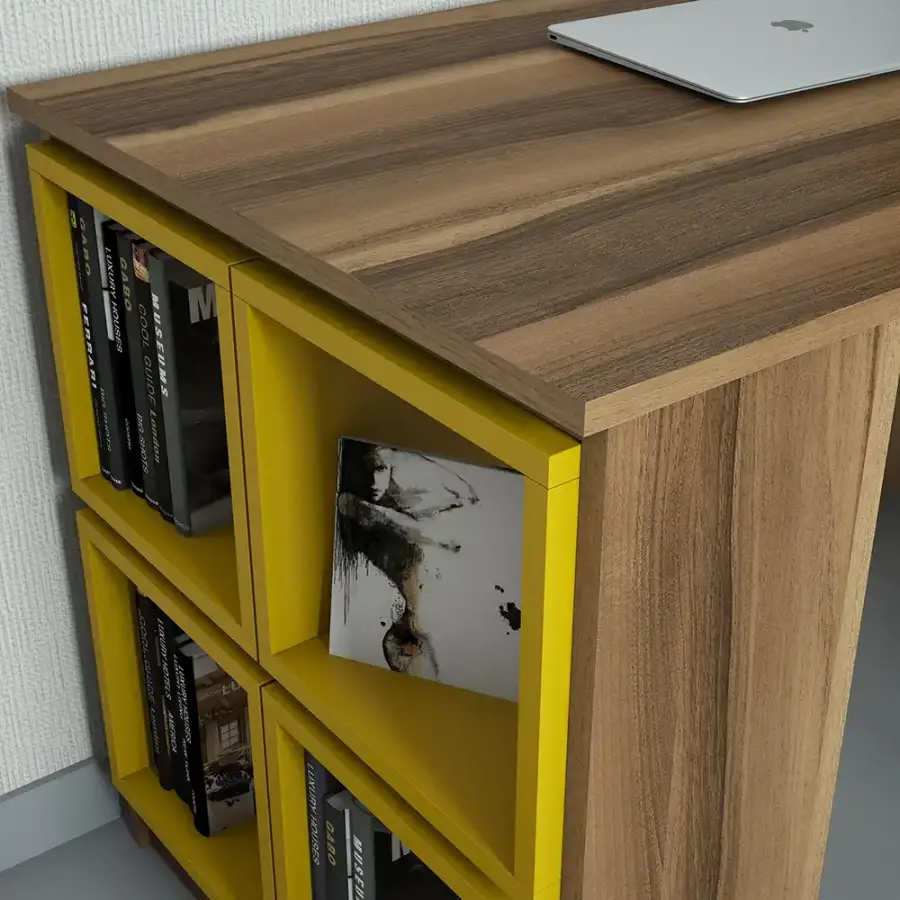 Box Çalışma Masası - Cəviz/Sarı - 3