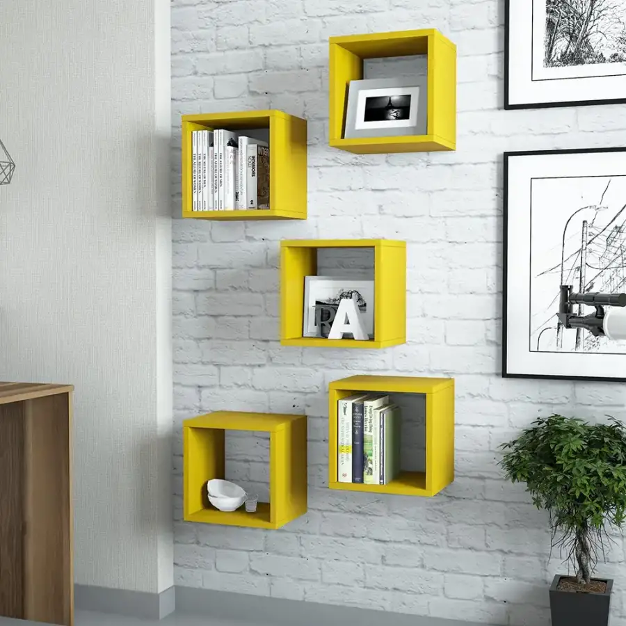 Box Divar Rəfi - Sarı - 1