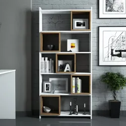 Box Kitab Rəfi - Ağ/Cəviz - Monteme (1)