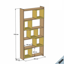 Box Kitab Rəfi - Cəviz / Sarı - 4