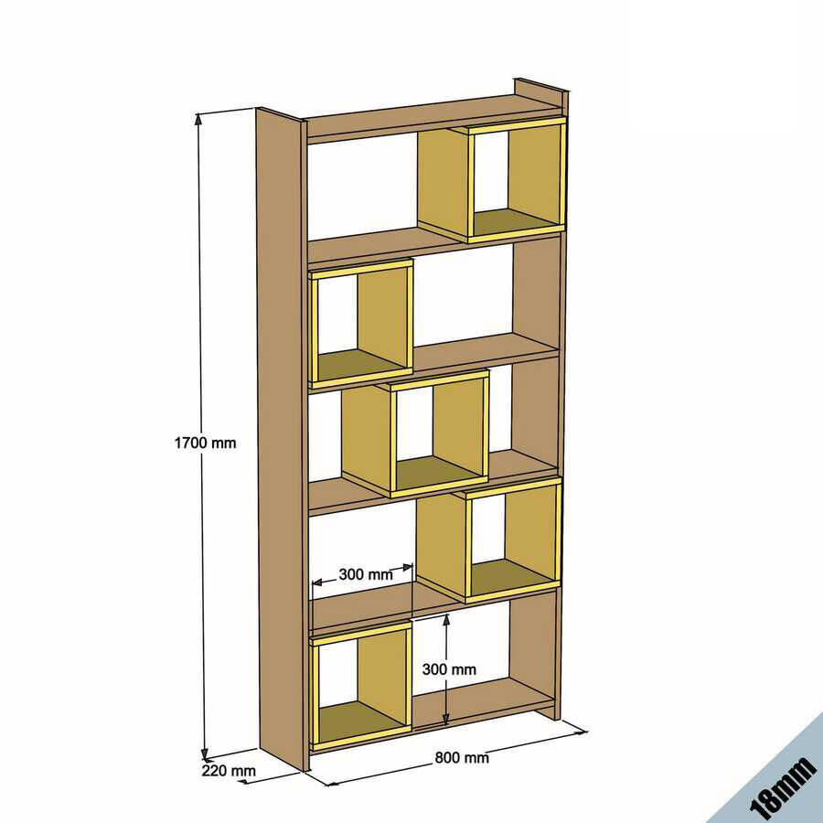 Box Kitab Rəfi - Cəviz/Sarı - 4