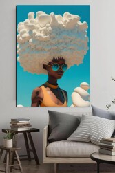 Bulut Saçlı Güzel Kadın Kanvas Tablo - Markaev