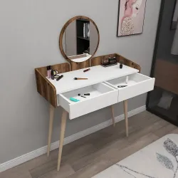 Burim Makiyaj Masası - Cəviz/Ağ - 3